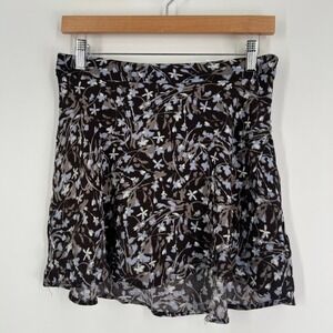 Kimchi Blue Women Size M Brown Boho Floral Mini Skirt Blue Gray Vine Print